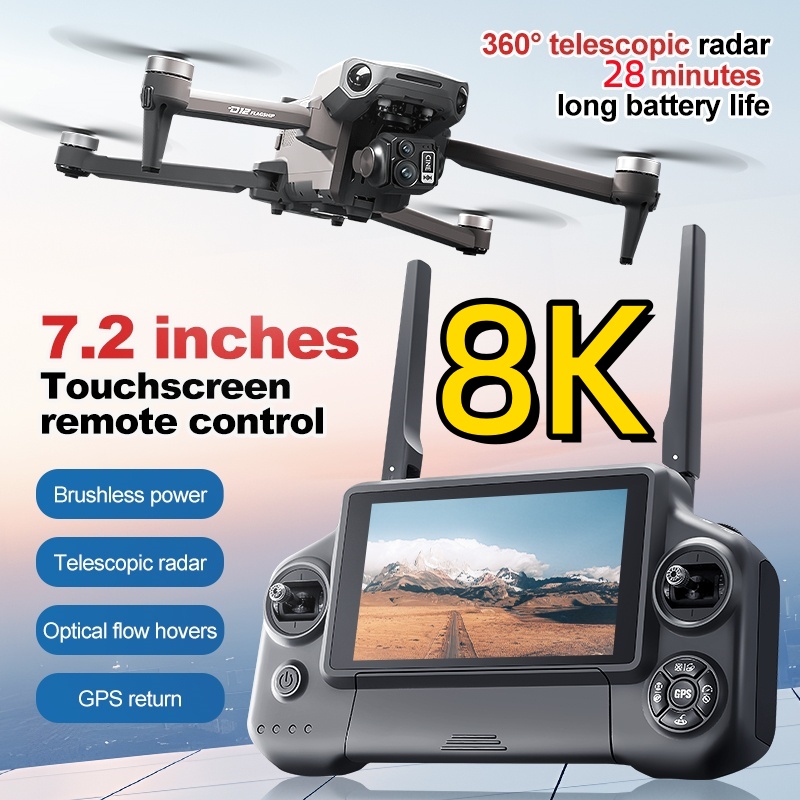 Kids Toys Drone - 8K 3축 짐벌 브러시리스 7.2인치 터치스크린