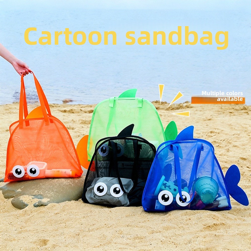Kids Toys Kids Toys - 어린이용 메쉬 비치백, 화려한 만화 상어