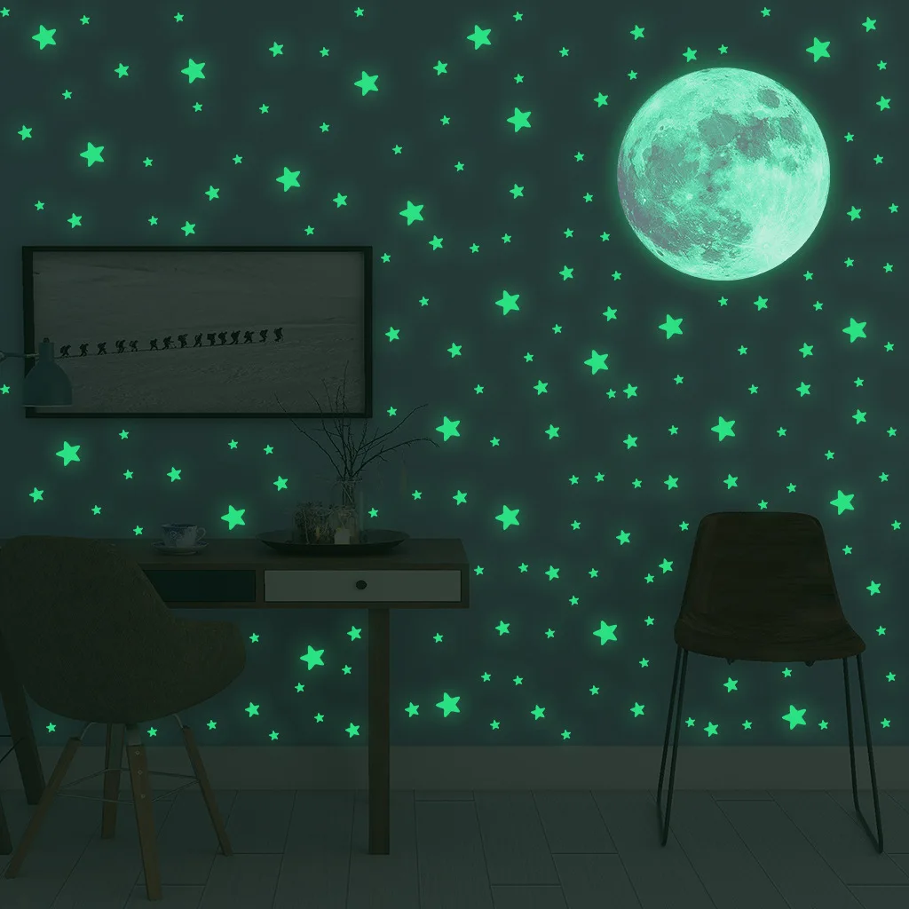 Glow In Dark Stars - 어둠 속에서 빛나는 빛나는 달 별