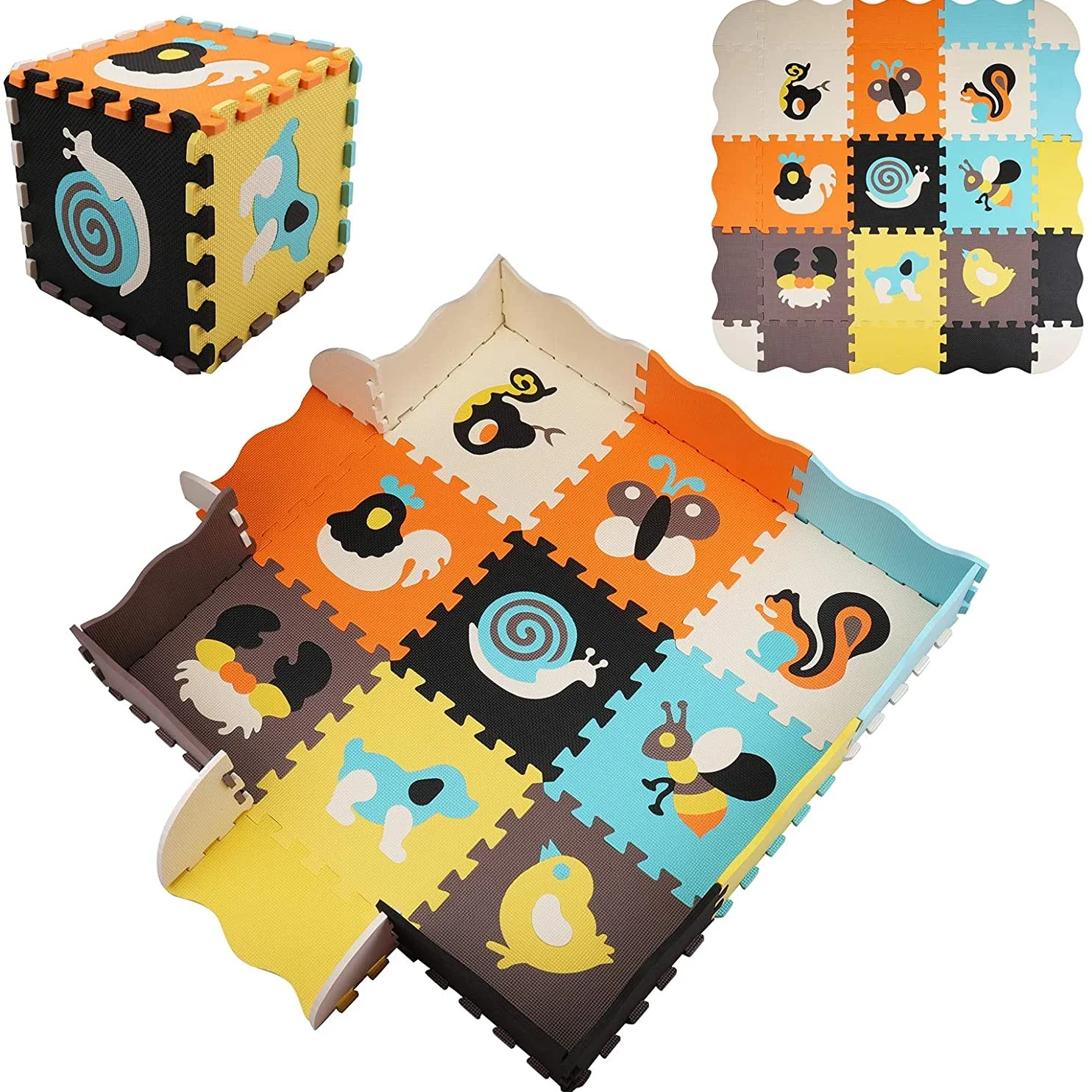 Kids Yoga Toys - 아기용 동물 패턴 놀이 매트 퍼즐