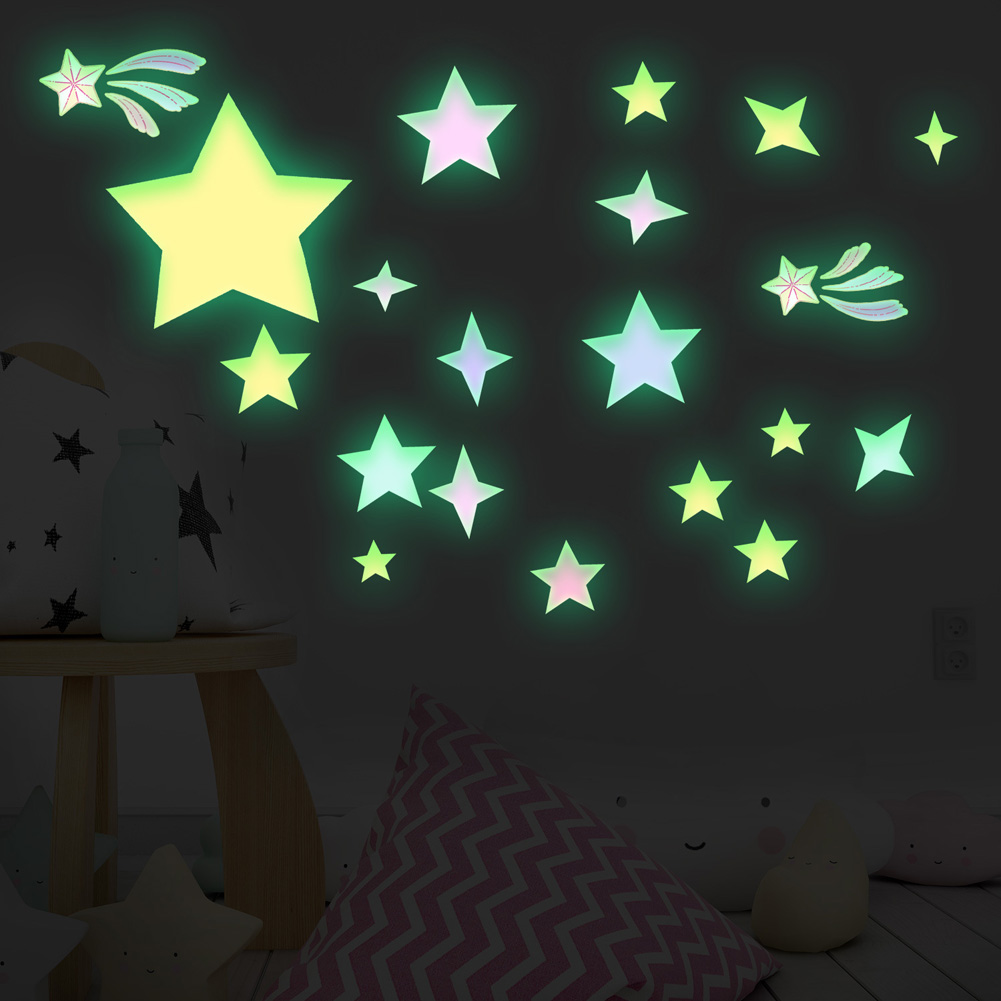 Glow In Dark Stars - 다채로운 별 빛나는 벽 스티커 어린이