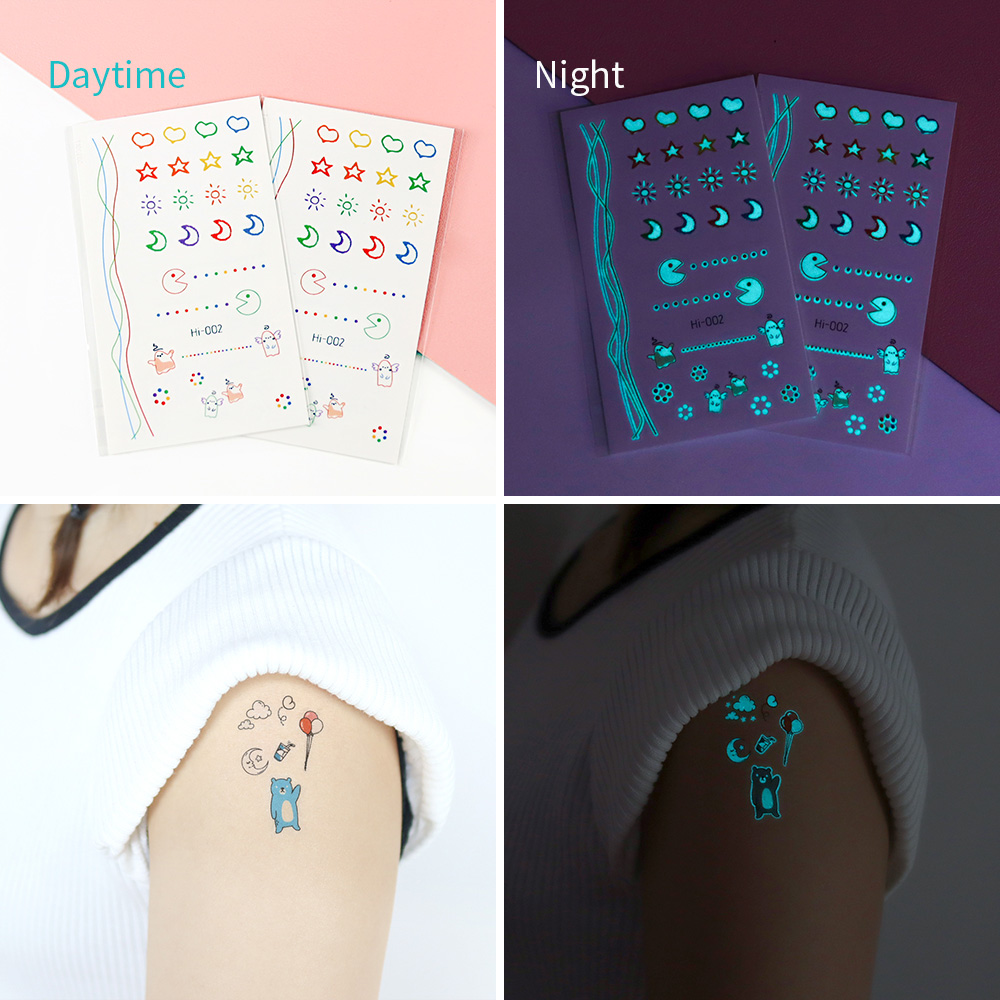 야광 타투 스티커 12개 - 야간 파티용 UV 반응형  - Glow In Dark Stars 리뷰 및 가격
