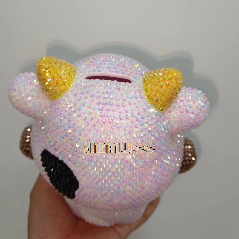 DIY 라인석 아트 암소 인형 장난감, 동전 보관, 어 - Kids Toys Exhibition 리뷰 및 가격