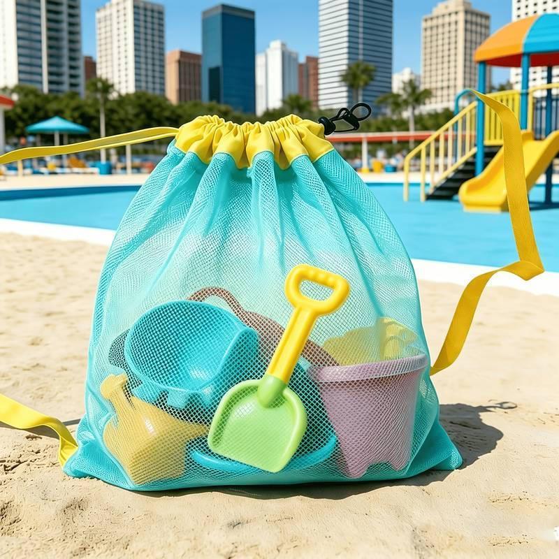 대용량 휴대용 메쉬 비치 수납 가방 통기성 접이식 1개 - Kids Toys Kids Toys 리뷰 및 가격