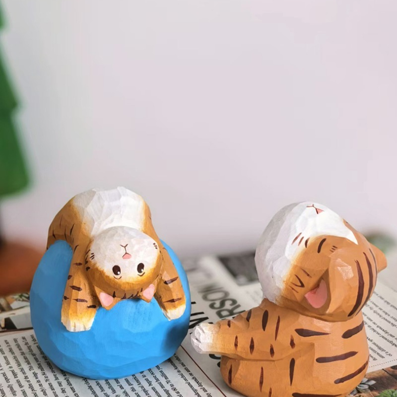 요가 고양이 수제 나무 고양이 장식품 귀여운 고양이 집 - Kids Yoga Toys 리뷰 및 가격